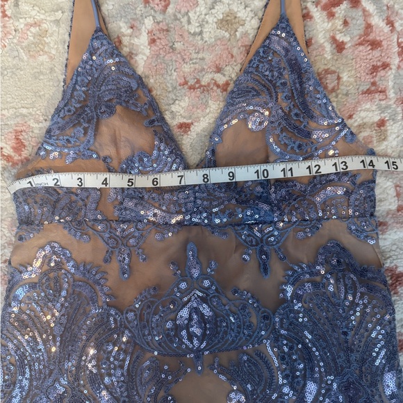 Free people night shimmers mini dress, sundown blue, size 6 - Picture 9 of 10